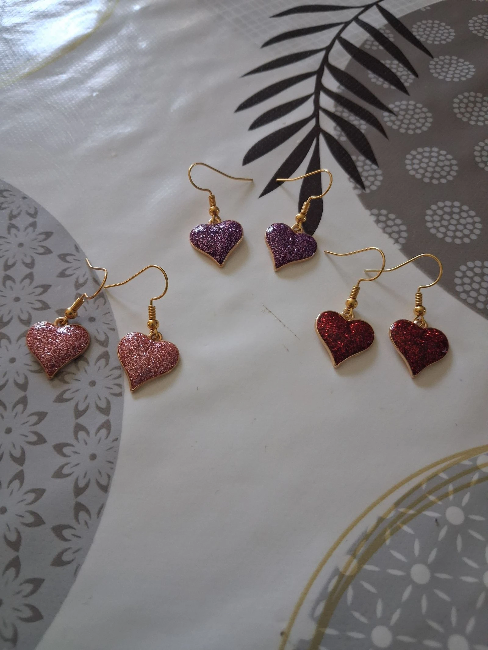 Lot de 3 paires de boucles d'oreilles en forme de cœur 